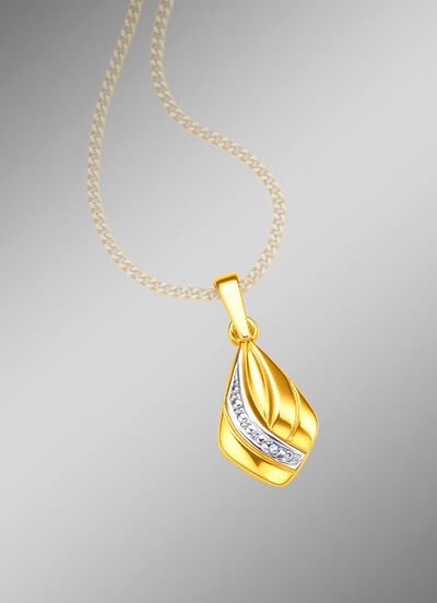 Tweekleurige kettinghanger met diamant 