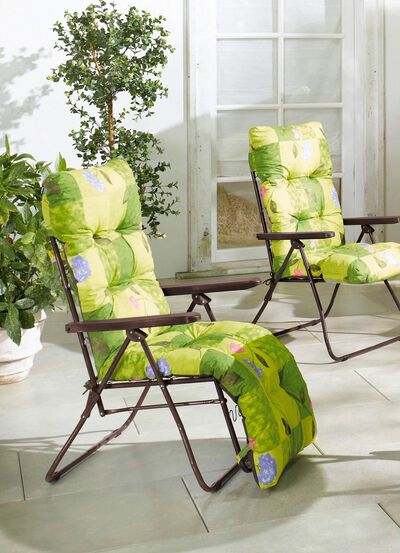 Tuinmeubelen met gelakt stalen buizenframe en veerbekleding 