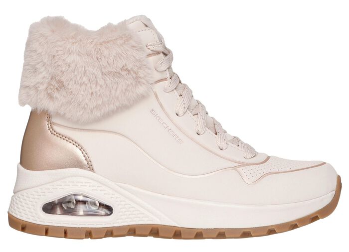 SKECHERS, gevoerde dameslaarzen, winterschoenen, met zachte pluche kraag ECRU