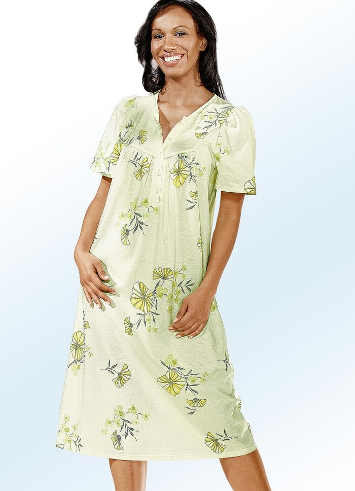 Nachthemd, korte mouwen met knoopsluiting 