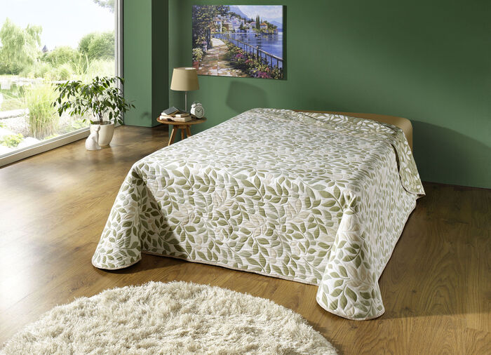 Hoogwaardige sprei met lintbinding GROEN