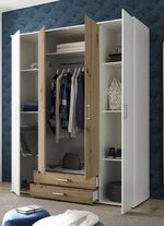 Moderne kledingkast met montageservice op aanvraag WIT EIKEN
