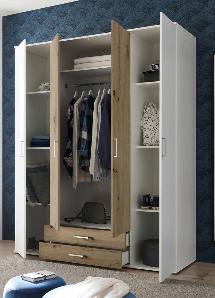 Moderne kledingkast met montageservice op aanvraag WIT EIKEN