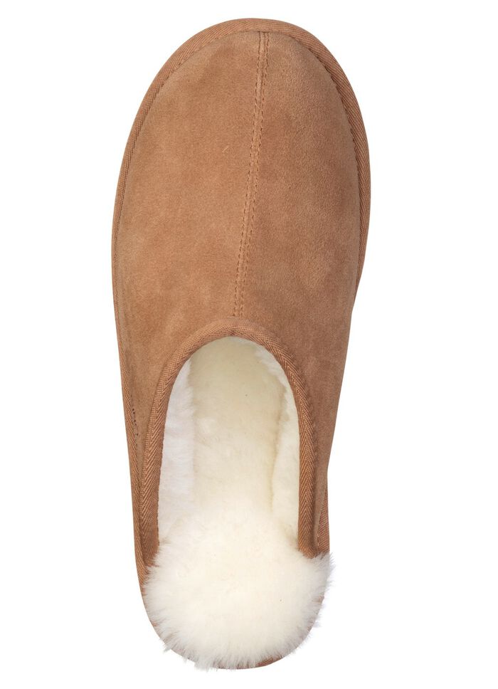 GINO GALANTE, trendy herenpantoffels, met lamsvacht KAMEEL