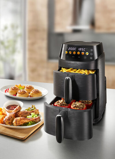 Digitale airfryer met twee kamers 