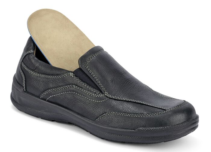 GINO GALANTE, klassieke herenpantoffels, met uitneembaar voetbed ZWART