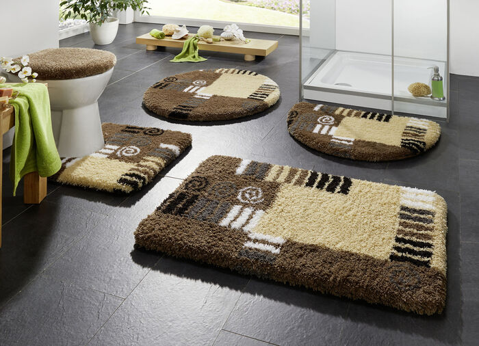 Badkamerset met antislip latex achterkant BRUIN