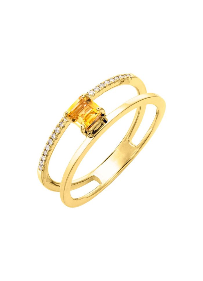 Moderne damesring met citrien en diamanten 