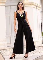 Jumpsuit met aangehechte tailleband in 3 kleuren ZWART