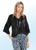 Shirt met kanten rand ZWART