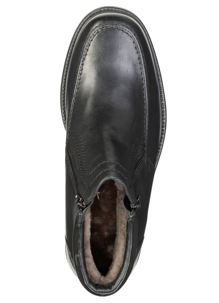 GINO GALANTE, gevoerde heren enkellaarsjes, winterschoenen, met lamsvacht ZWART