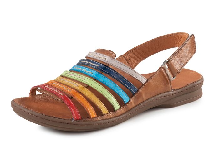 Gemini sandaal van rundnappaleer BRUIN-MULTICOLOR