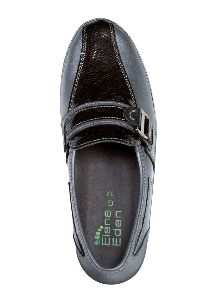 ELENA EDEN pantoffels van nappaleer en lakleer met reli&euml;f 