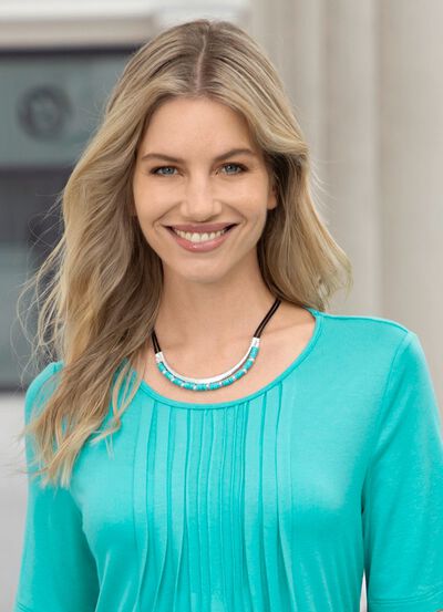 Halsketting, 2 rijen, met decoratieve kralen 