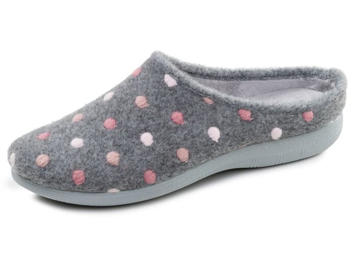 Laurina, klassieke damespantoffels, met stippenborduursel 