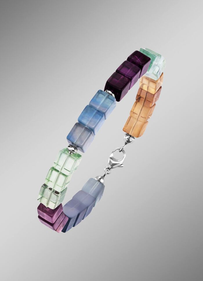 Prachtige set met hematiet, bewerkt en fluoriet in veelkleurig 