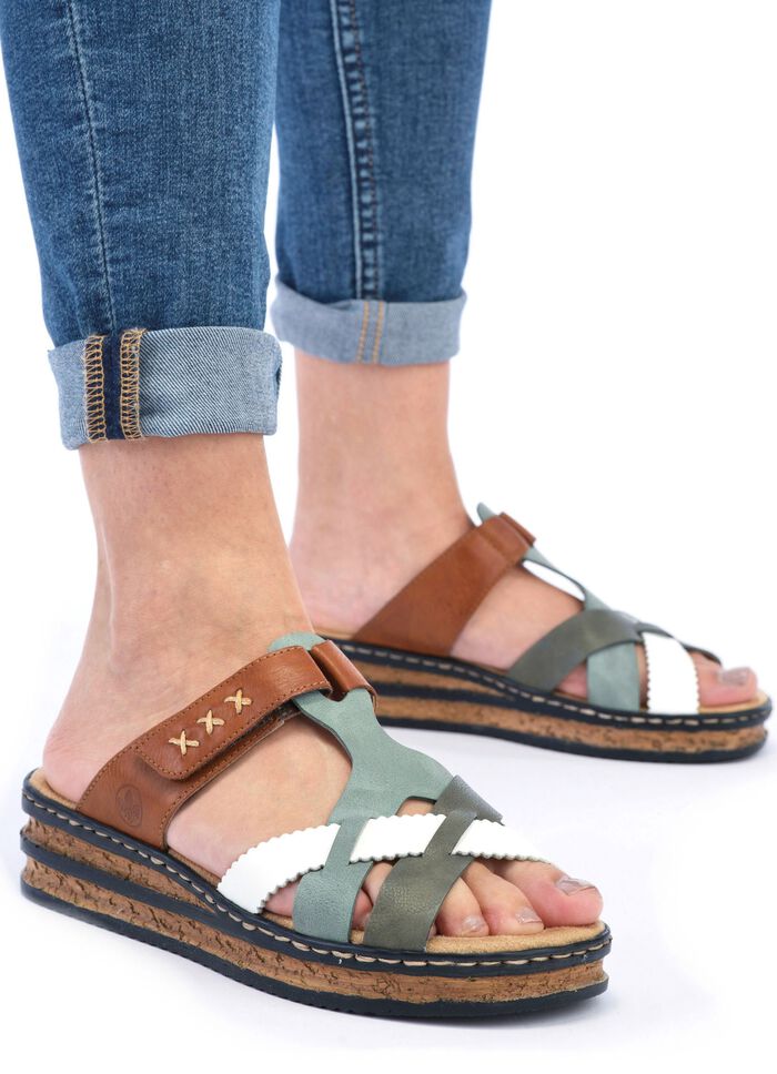 Rieker, lichtgewicht damesmuiltjes, met klittenbandsluiting 