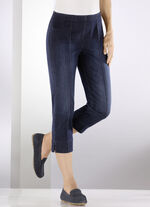 Capri-jeans met elastische plooien DUNKELBLAU