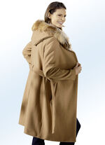 Jas met ceintuur en vaste capuchon 