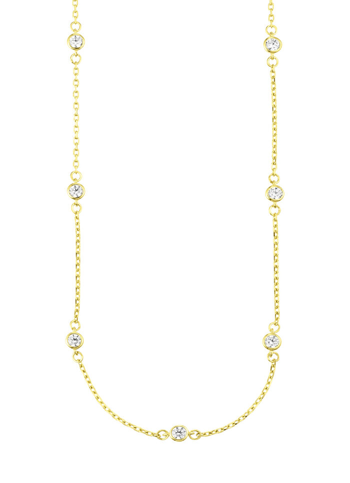 Chique ankerketting van 585/- fijn goud met synth. zirkonia 