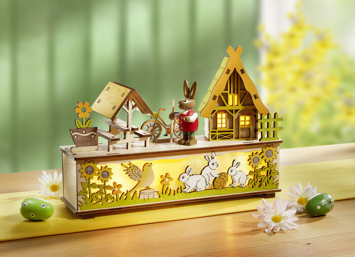 Verlichte houten decoratie met timerfunctie 