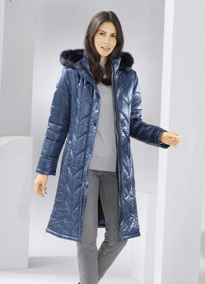 Jas met figuurflatterend quiltwerk in de lengte AZUURBLAUW