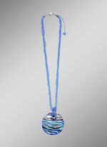 Murano glazen ketting in turquoise en zilvertinten 