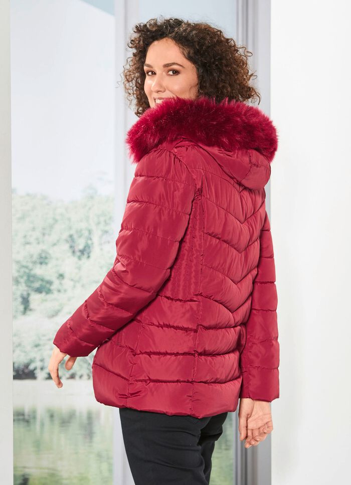 Jas met afneembare kunstbontkraag 