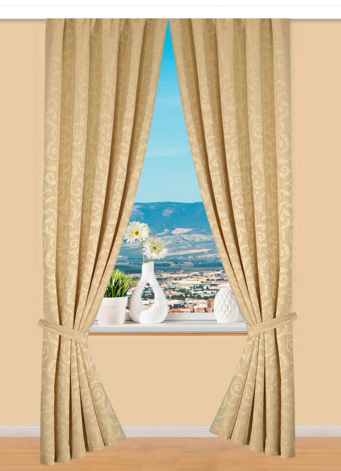 Hoogwaardige jacquardgordijnenset BEIGE