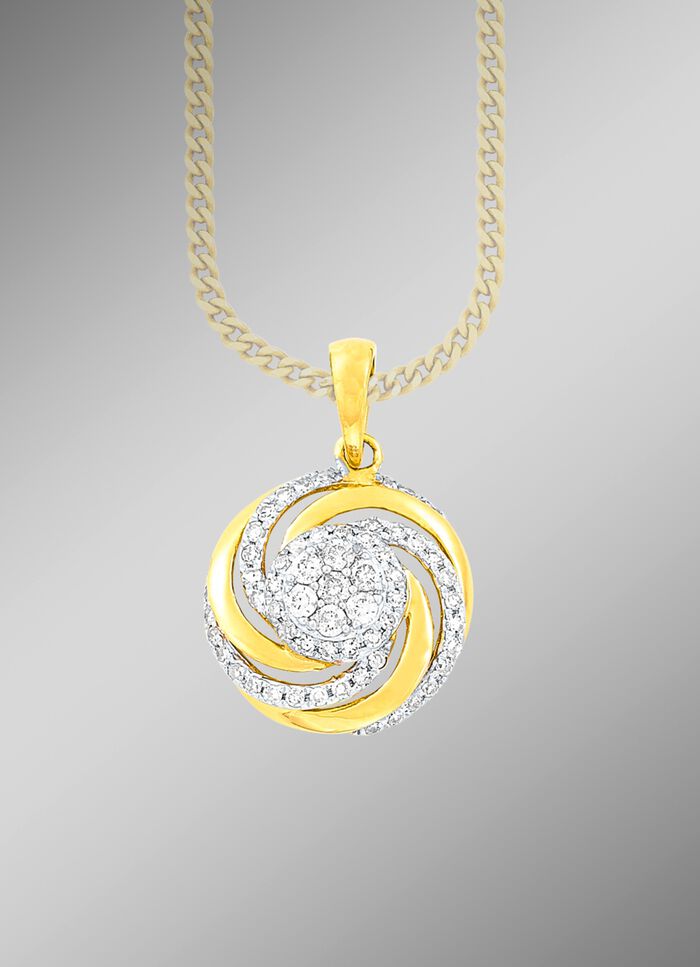 Interessante hanger met 7 briljant geslepen diamanten en 56 diamanten 