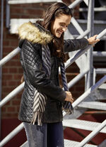 Leren jack met afneembare capuchon 