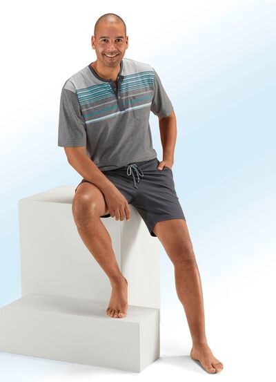 Hajo Klima comfort shorty met knoopsluiting en garengeverfde strepen 