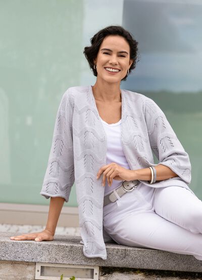 Vest met gemengd patroon in golvend ontwerp 