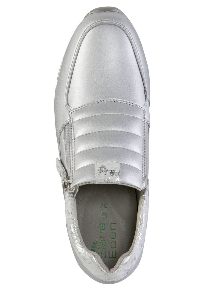 ELENA EDEN sneakers gemaakt van nappaleer en zilvergrijs suède met reliëf MAT ZILVER