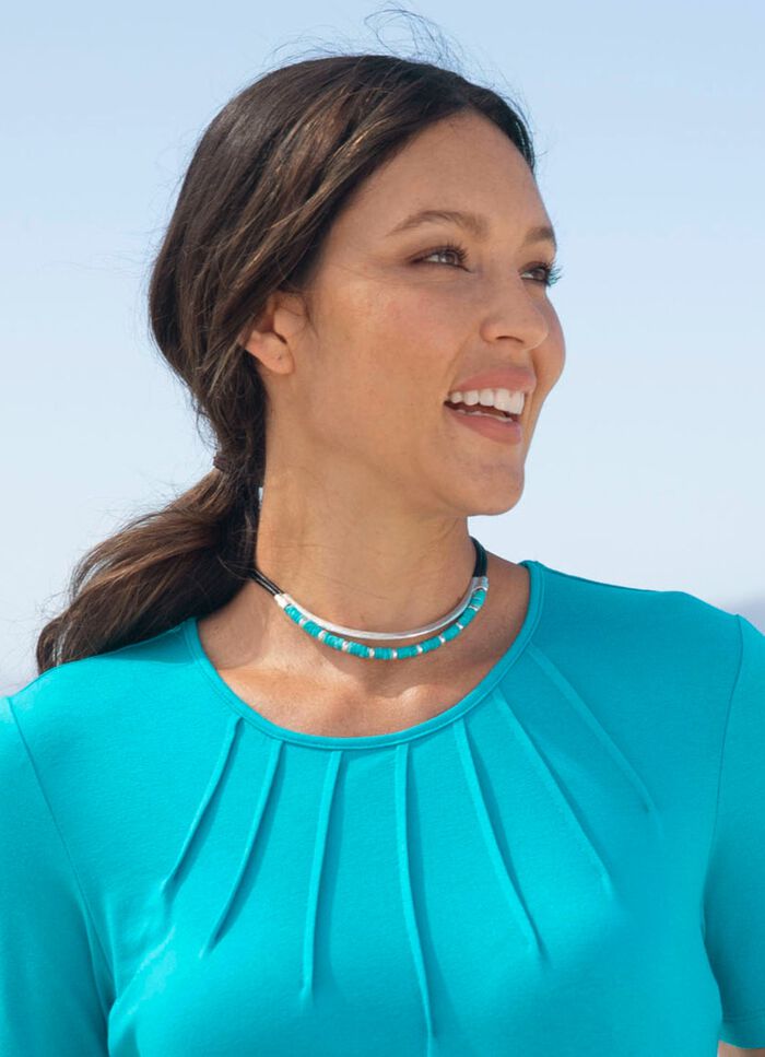 Halsketting, 2 rijen, met decoratieve kralen 