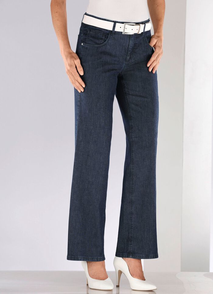 Jeans met modieus wijdere pijpen 