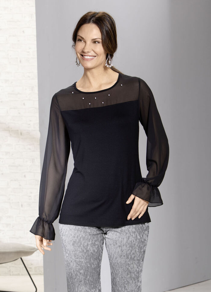 Uitstekend overhemd met chiffon afwerking 