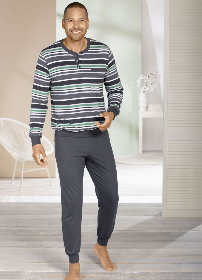 Set van twee pyjama's met knoopsluiting en manchetten 