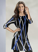 Gebreide tuniek van fijn breisel ZWART-ROYALE BLAUWGROENE