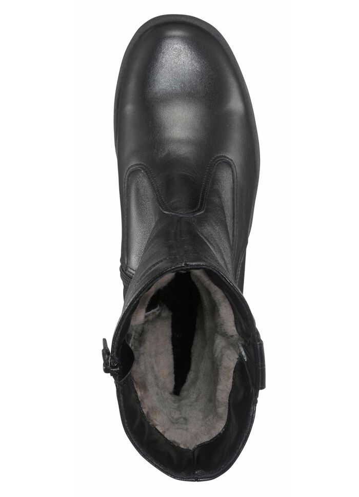 ELENA EDEN, gevoerde dameslaarzen, winterschoenen, breedte H, met lamsvacht ZWART