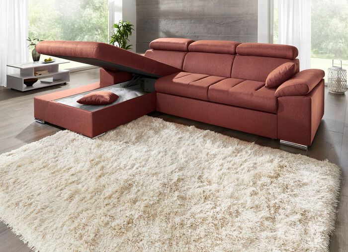 Gestoffeerde hoekbank met comfortabele slaapfunctie 