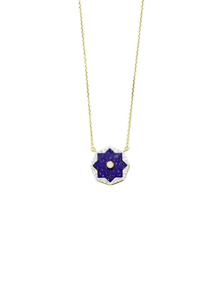 Ketting met echte lapis lazuli, briljanten en diamanten 