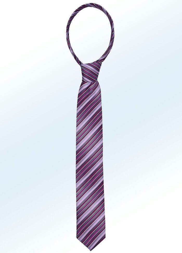 Prachtige gestreepte stropdas AUBERGINE
