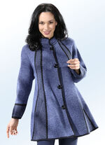 Lange cardigan in klokmodel ROOKBLAUW-ZWART