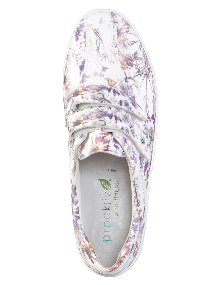 Waldl&auml;ufer, comfortabele damespantoffels, breedte H, met uitneembaar voetbed WEISS-BUNT