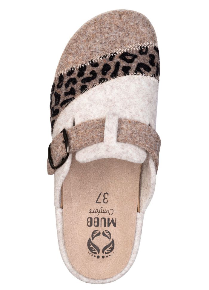 Mubb, klassieke damespantoffels, breedte H, met uitneembaar voetbed BEIGE