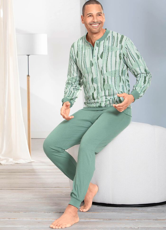 Pyjama met knoopsluiting en manchetten 