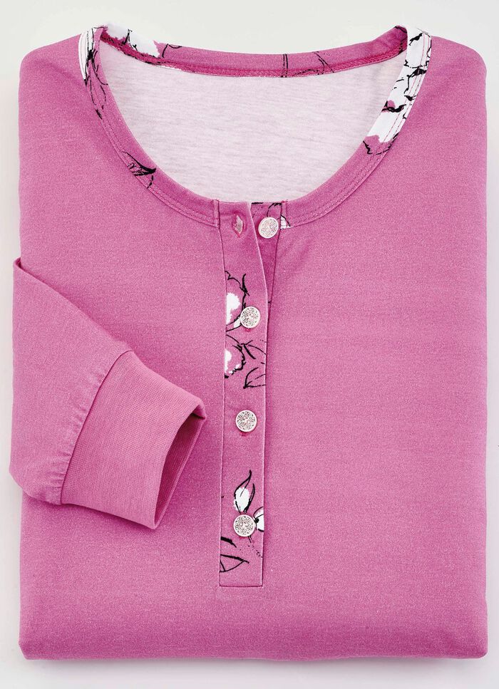 Set van twee nachthemden met knoopsluiting en lange mouwen 