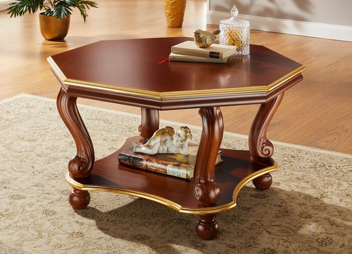 Salontafel met decoraties van echt bladgoud 