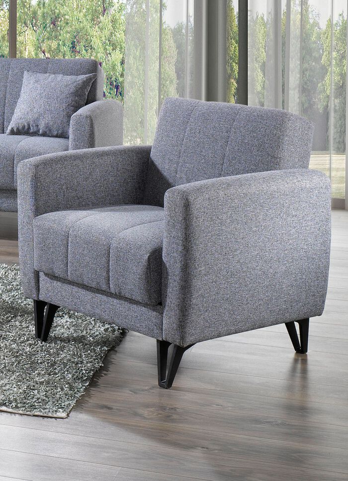 Gestoffeerd meubel met kantelfunctie dat overal in de kamer geplaatst kan worden 